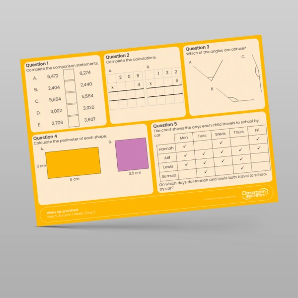 An image of the Autumn 1 Week 3 Wake Up and Work Resource