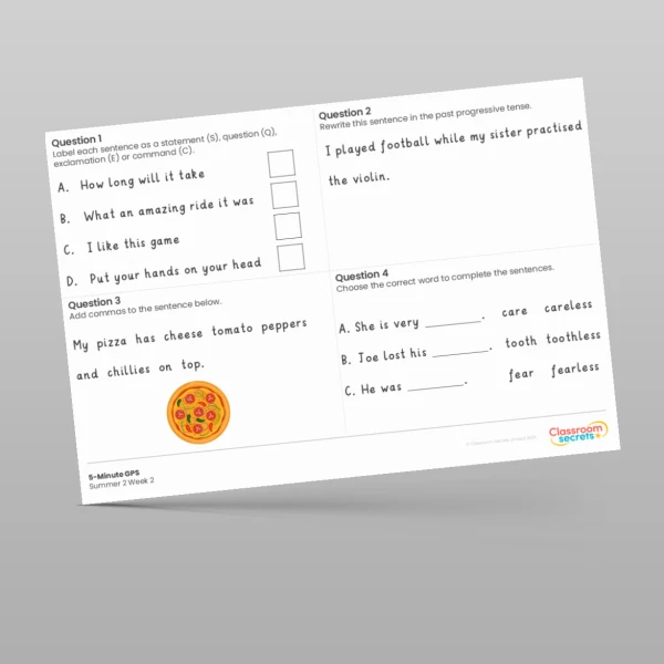 An image of the 5-Minute GPS Summer 2 Week 2 Resource