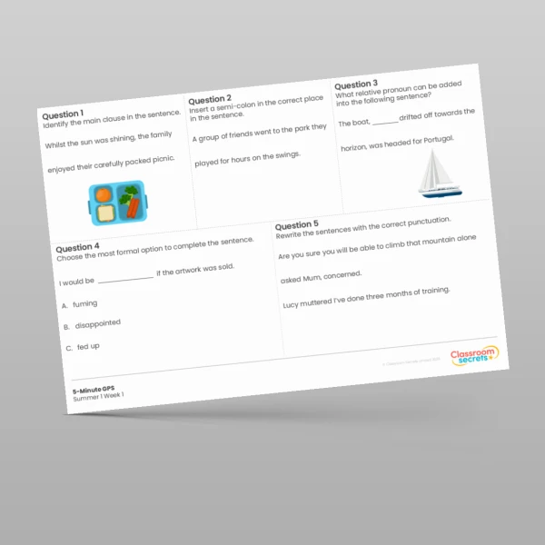 An image of the 5-Minute GPS Summer 1 Week 1 Resource