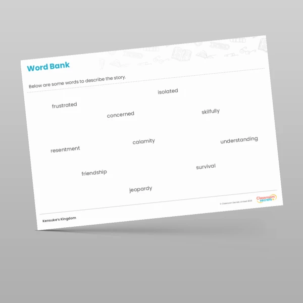 An image of the Kensuke's Kingdom Writing Unit Writing Planning and Word Bank Resource