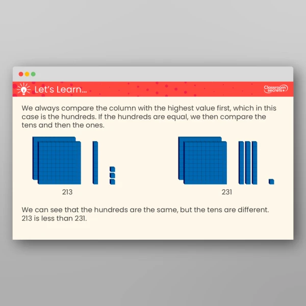 An image of the Compare Numbers to 1,000 Teaching PPT Resource