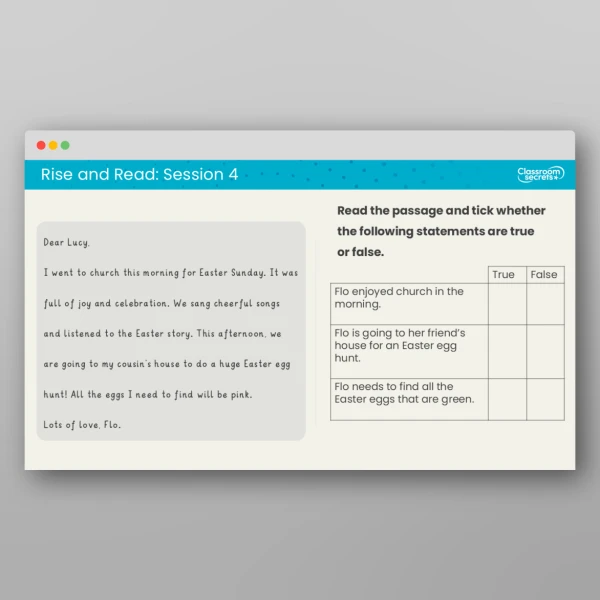 An image of the Rise and Read Easter Resource