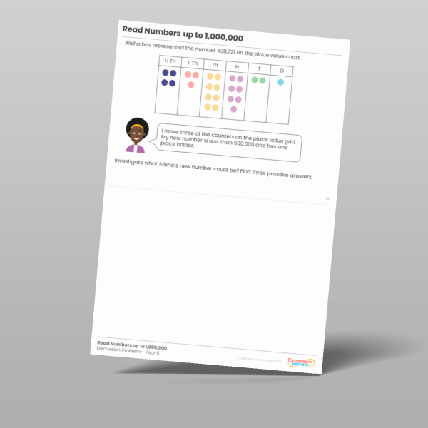 Year 5 Read Numbers Up To 1 000 000 Discussion Problem Resource ...