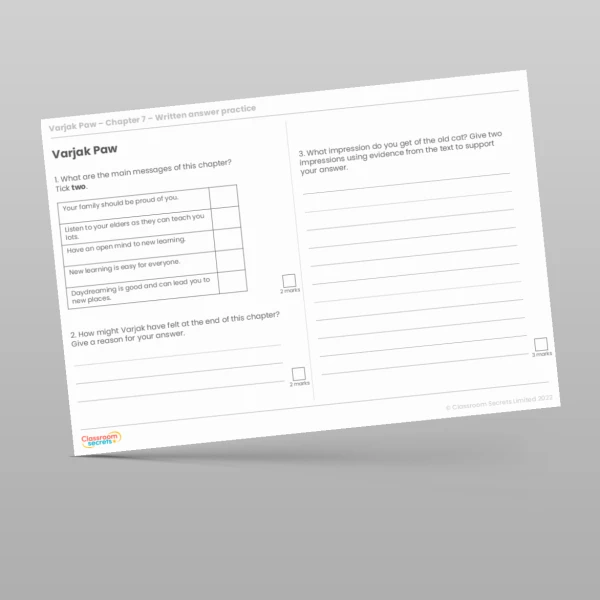 An image of the Reading Skills - Varjak Paw - Chapter 7 Resource