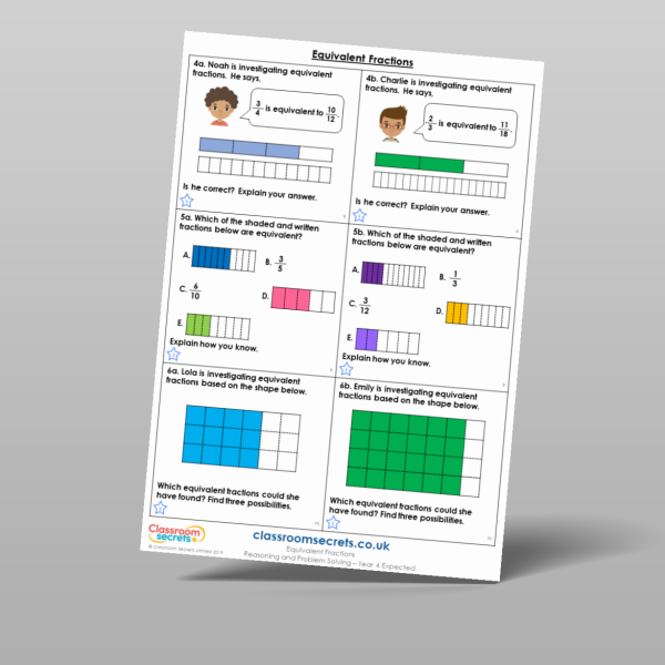 Year 4 Equivalent Fractions Reasoning And Problem Solving Resource ...
