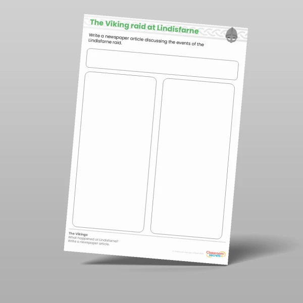 An image of the The Vikings What Happened at Lindisfarne? Worksheet Resource