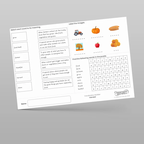 An image of the Harvest Topic Words Resource