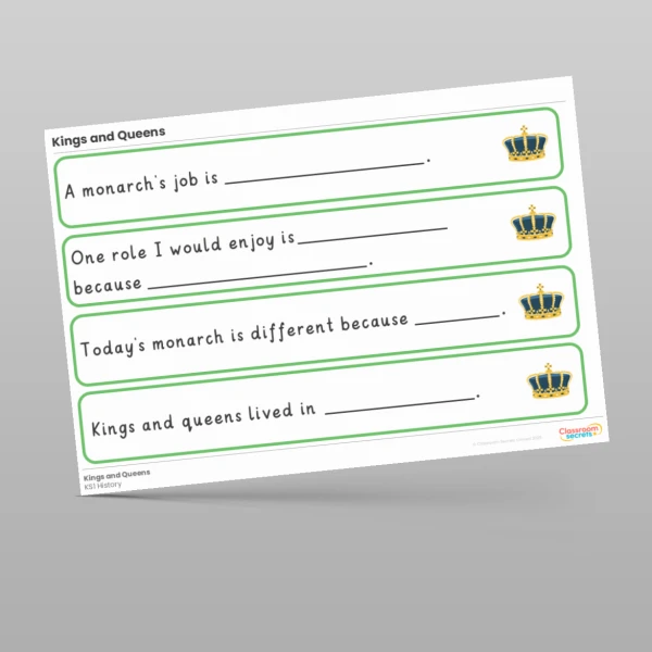 An image of the Kings and Queens Stem Sentences Resource