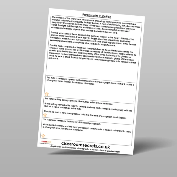 An image of the Paragraphs in Fiction Application and Reasoning Resource