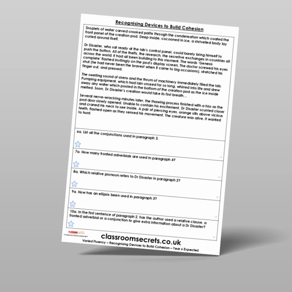 An image of the Recognising Devices to Build Cohesion Varied Fluency Resource