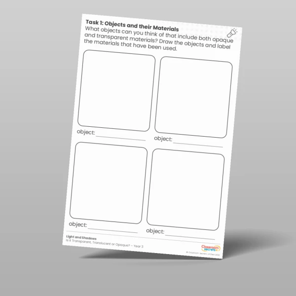 An image of the Lesson 4: Objects and their Materials Worksheet Resource
