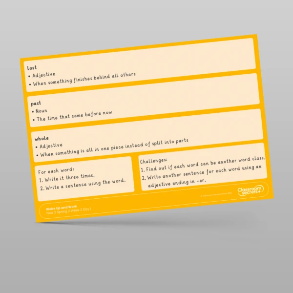 An image of the Spring 2 Week 2 Wake Up and Work Resource