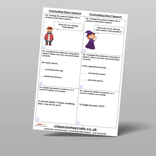 An image of the Punctuating Direct Speech Application and Reasoning Resource