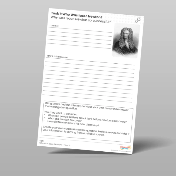 An image of the Lesson 6: Who Was Isaac Newton? Investigation Worksheet Resource