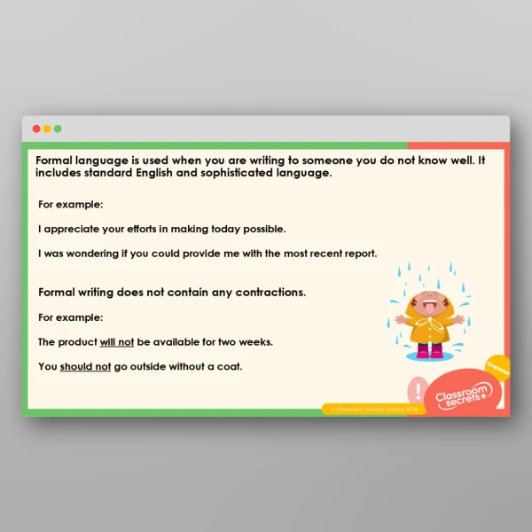 An image of the Consolidating Formal and Informal Writing Teaching PPT Resource