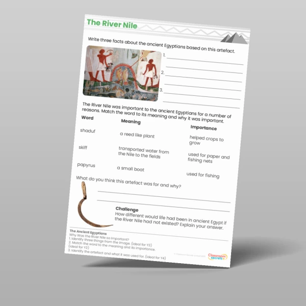 An image of the The Ancient Egyptians Why Was the River Nile so Important? Worksheet Resource