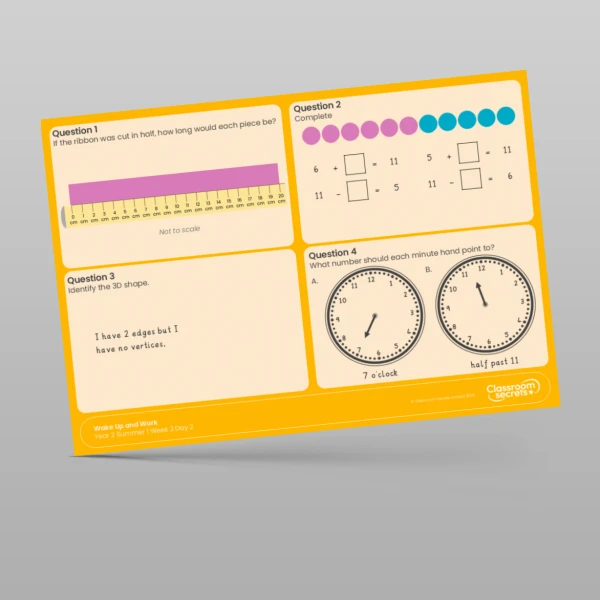 An image of the Summer 1 Week 3 Wake Up and Work Resource