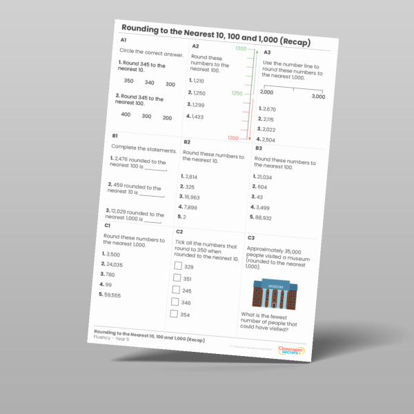 Year 5 Round To The Nearest 1 000 Recap Fluency Matrix Resource ...
