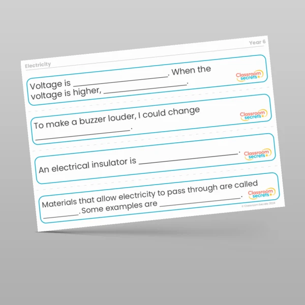 An image of the Electricity Stem Sentences Resource