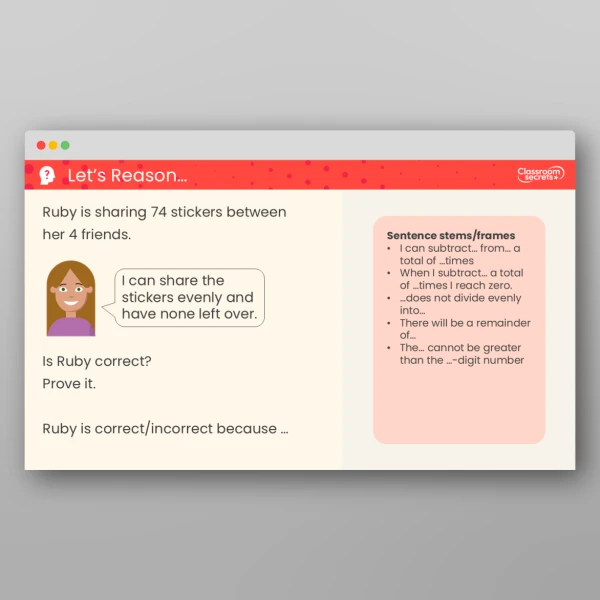 An image of the Divide a 2-Digit Number by a 1-Digit Number - with Remainders Teaching PPT Resource