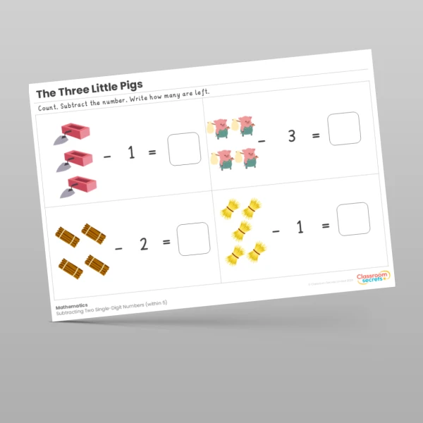 An image of the The Three Little Pigs Traditional Tales Maths Activities Resource