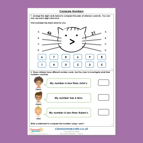 An image of the Compare Numbers Deeper Reasoning Discussion Problem Resource