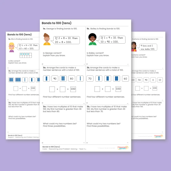 Year 2 Bonds to 100 (Tens) Addition and Subtraction Reasoning and Problem Solving