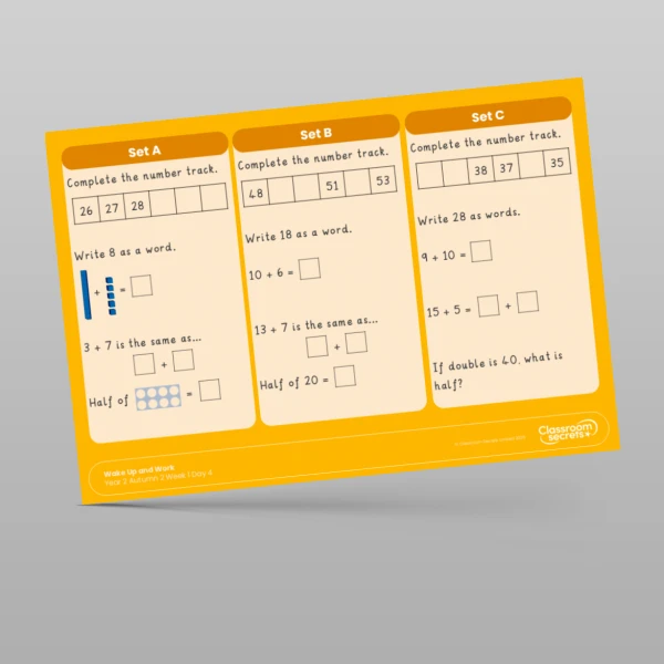 An image of the Autumn 2 Week 1 Wake Up and Work Resource