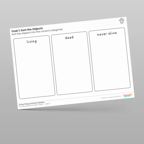 An image of the Free Lesson 1: Sort the Objects Worksheet Resource