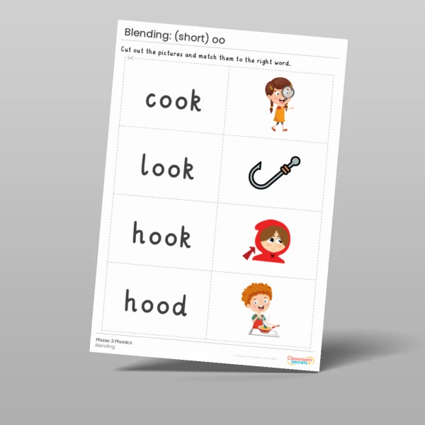 An image of the Phonics Blending Activities: short oo Resource