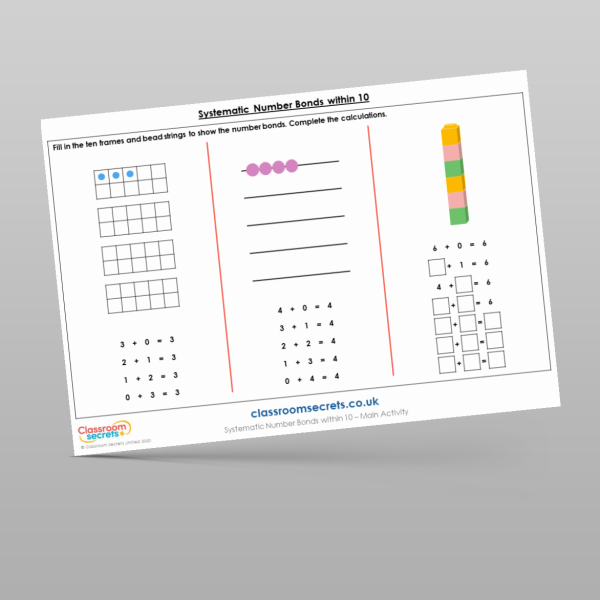 Year 1 Systematic Number Bonds Within 10 Main Activity 2 Resource ...