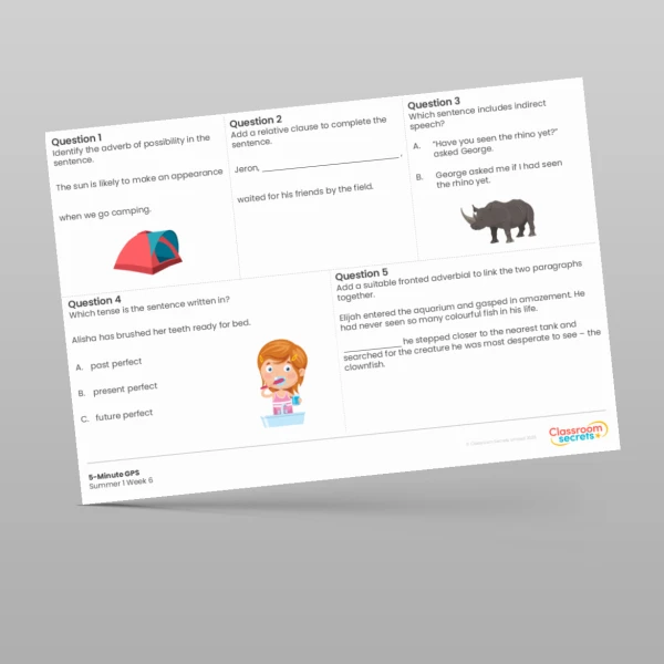 An image of the 5-Minute GPS Summer 1 Week 6 Resource