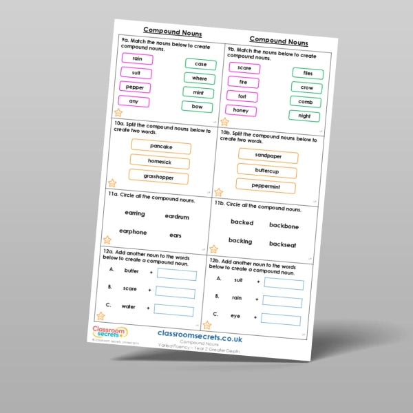 An image of the Free Compound Nouns Varied Fluency Resource