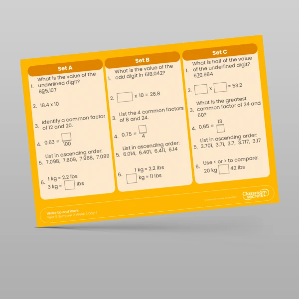 An image of the Summer 2 Week 2 Wake Up and Work Resource