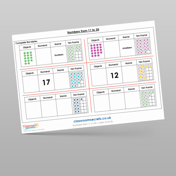 Year 1 Numbers From 11 To 20 Main Activity Resource | Classroom Secrets