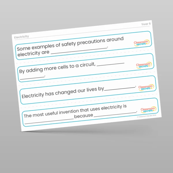 An image of the Electricity Stem Sentences Resource