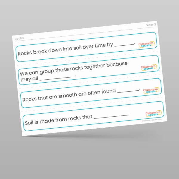 An image of the Rocks Stem Sentences Resource