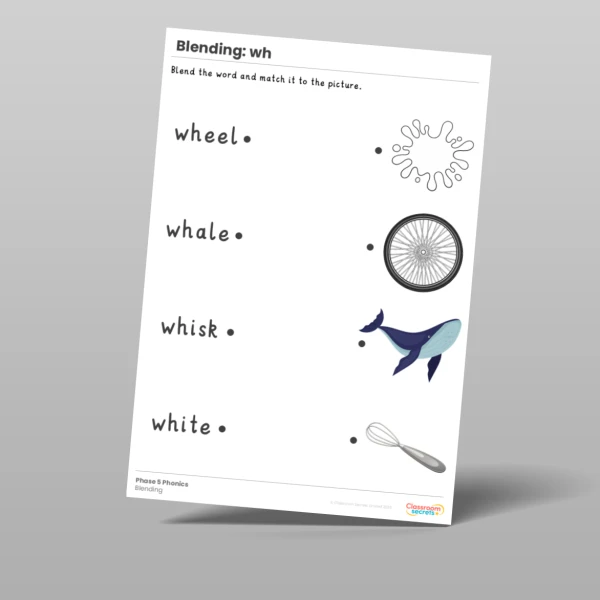 An image of the Phonics Blending Activities: wh Resource