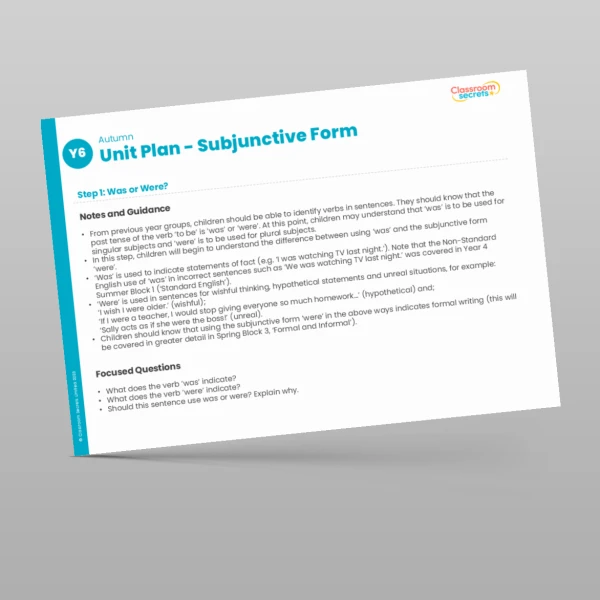 An image of the Subjunctive Form Unit Plan Resource