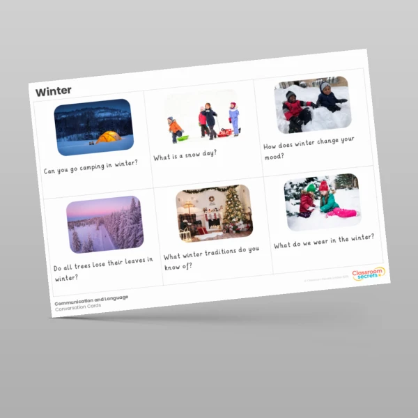 An image of the Winter Conversation Cards Resource