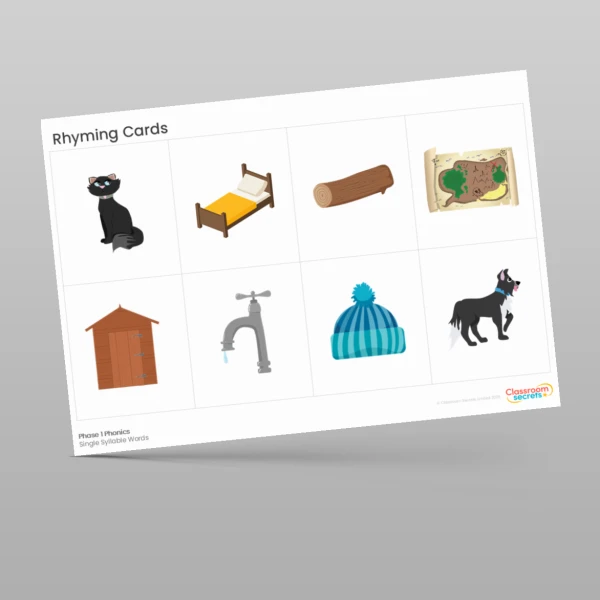 An image of the Phase 1 Phonics Rhyming Cards Resource