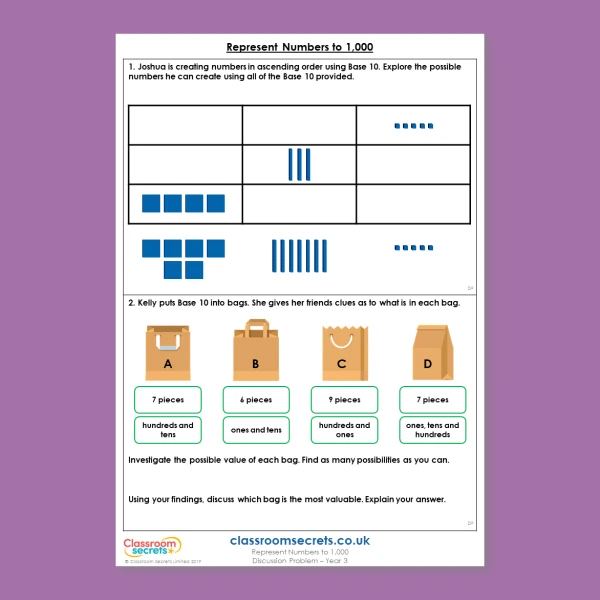 Year 3 Represent Numbers to 1,000 Place Value Deeper Reasoning Discussion Problem