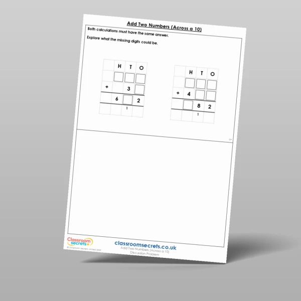 An image of the Add Two Numbers (Across a 10) Discussion Problem Resource