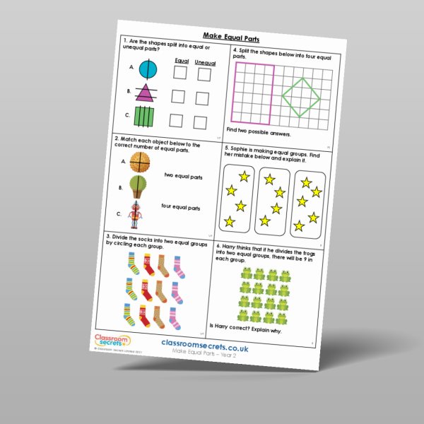 Year 2 Make Equal Parts Mixed Activity Resource | Classroom Secrets