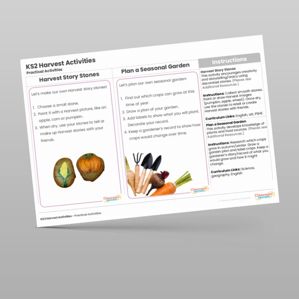 An image of the Harvest Practical Activities Resource
