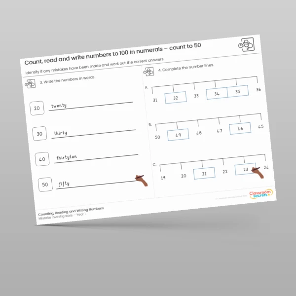 An image of the Counting, Reading and Writing Numbers Mistake Investigators Resource