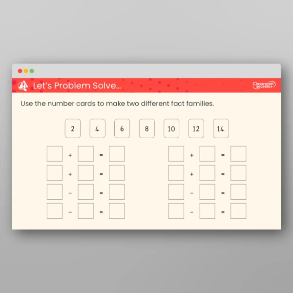 An image of the Fact Families - Addition and Subtraction Bonds within 20 Teaching PPT Resource
