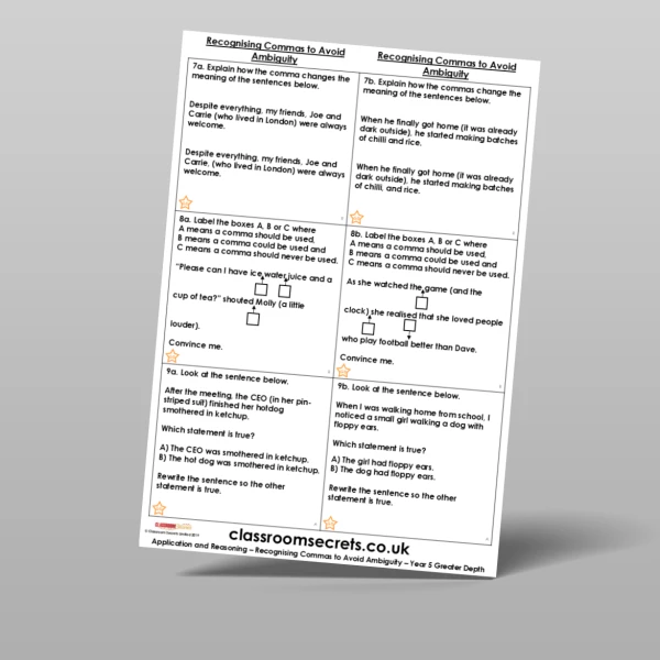 An image of the Recognising Commas to Avoid Ambiguity Application and Reasoning Resource