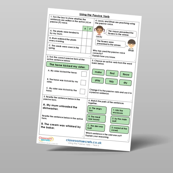 An image of the Using the Passive Verb Mixed Activity Resource