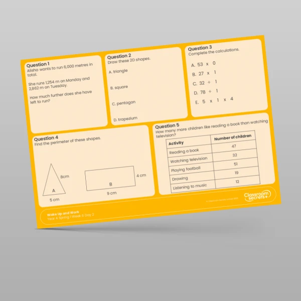 An image of the Spring 1 Week 6 Wake Up and Work Resource